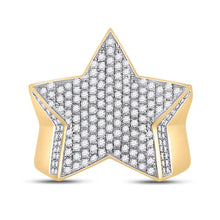 Load image into Gallery viewer, 10K Yellow Gold Round Diamond Mens Statement Star Ring 1 - 1 1/2 Cttw - Splendid Jewellery