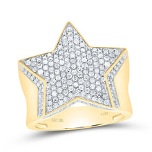 Load image into Gallery viewer, 10K Yellow Gold Round Diamond Mens Statement Star Ring 1 - 1 1/2 Cttw - Splendid Jewellery