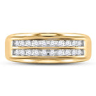 10K Yellow Gold Round Diamond Men's Wedding 2 Row Band Ring 1/4 Cttw - Splendid Jewellery