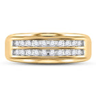 10K Yellow Gold Round Diamond Men's Wedding 2 Row Band Ring 1/4 Cttw - Splendid Jewellery