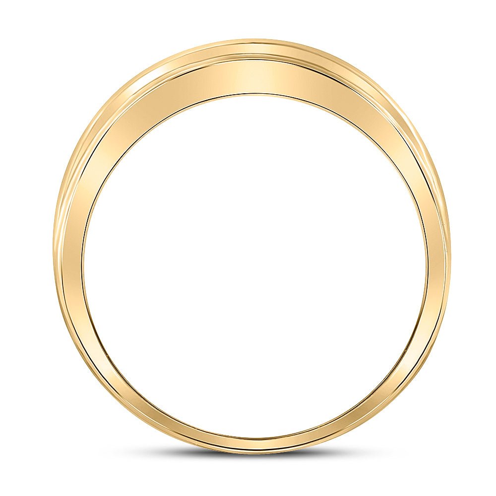 10K Yellow Gold Round Diamond Men's Wedding 2 Row Band Ring 1/4 Cttw - Splendid Jewellery