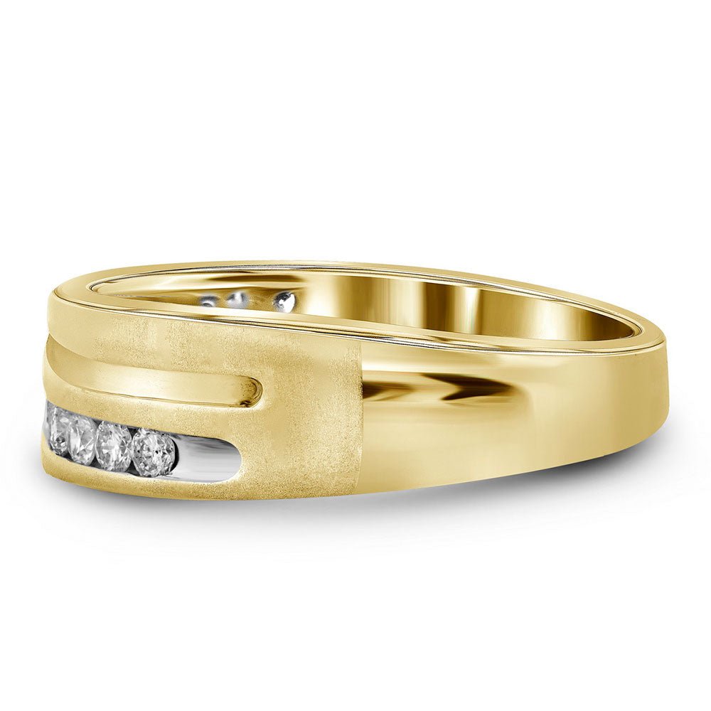 10K Yellow Gold Round Diamond Men's Wedding Band Ring 1 Cttw - Splendid Jewellery