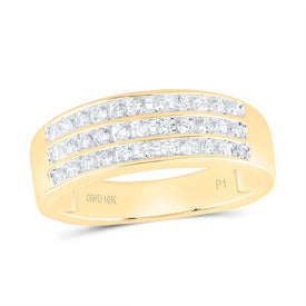 10K Yellow Gold Round Diamond Mens Wedding Band Ring 1/2 Cttw - Splendid Jewellery