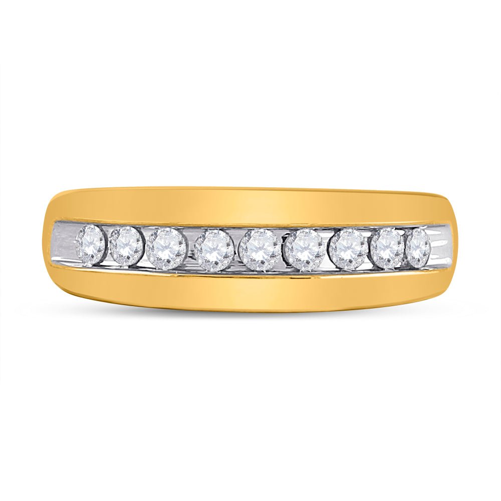 10K Yellow Gold Round Diamond Men's Wedding Band Ring 1/2 Cttw - Splendid Jewellery