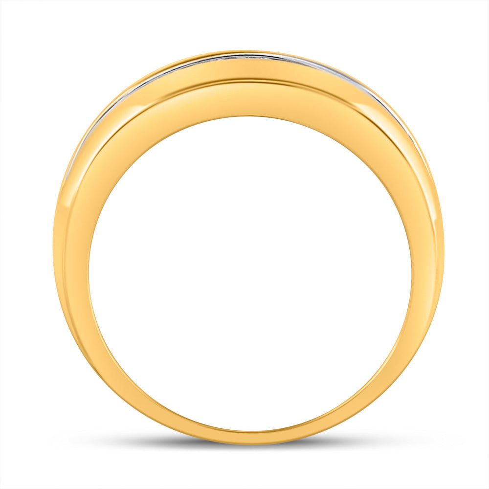 10K Yellow Gold Round Diamond Men's Wedding Band Ring 1/2 Cttw - Splendid Jewellery