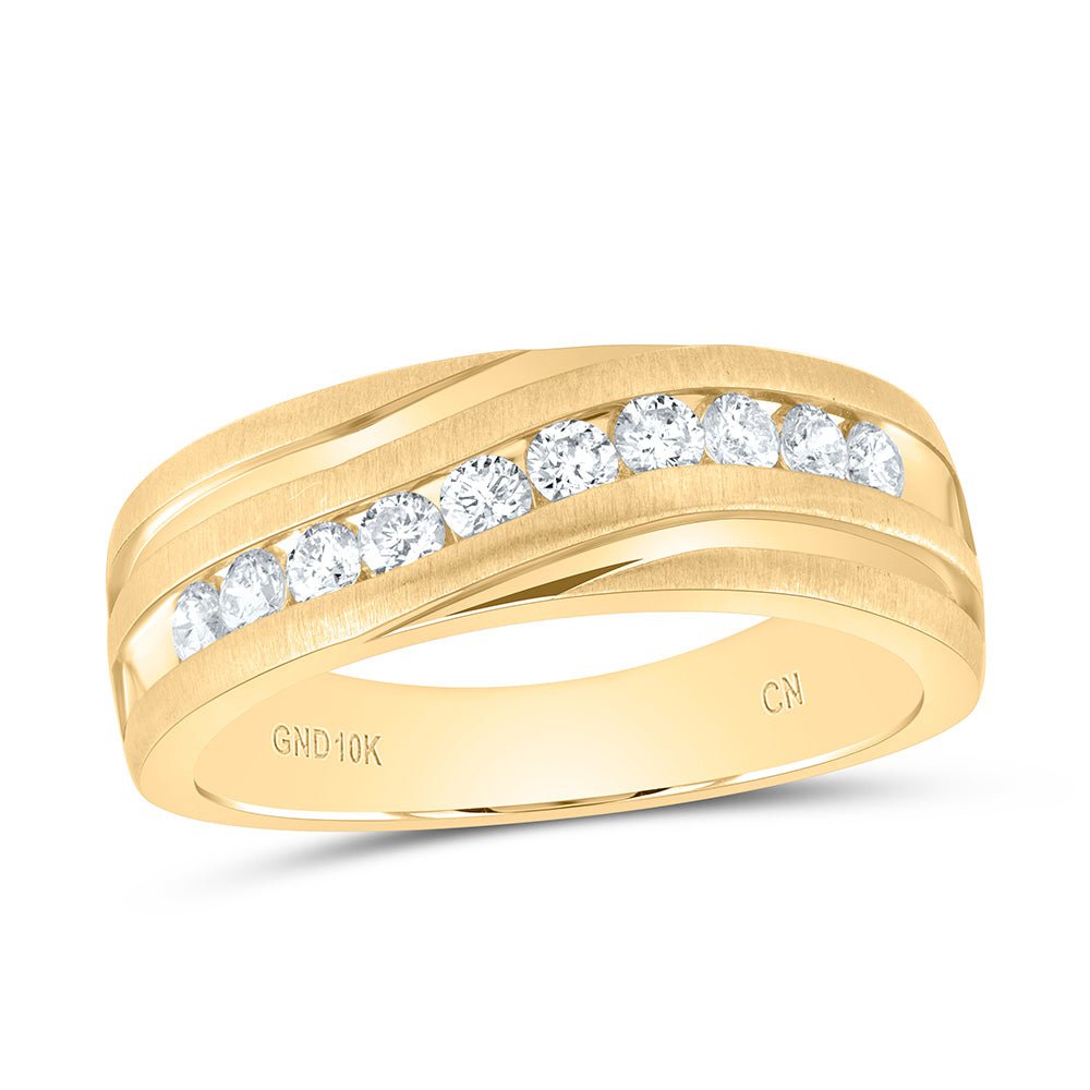 10K Yellow Gold Round Diamond Men's Wedding Band Ring 1/2 Cttw - Splendid Jewellery