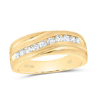 10K Yellow Gold Round Diamond Men's Wedding Band Ring 1/2 Cttw - Splendid Jewellery
