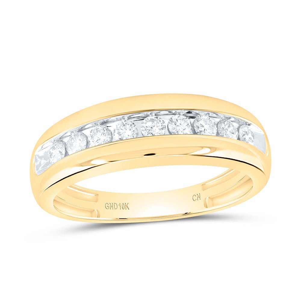 10K Yellow Gold Round Diamond Men's Wedding Band Ring 1/2 Cttw - Splendid Jewellery