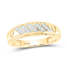 10K Yellow Gold Round Diamond Men's Wedding Band Ring 1/5 Cttw - Splendid Jewellery