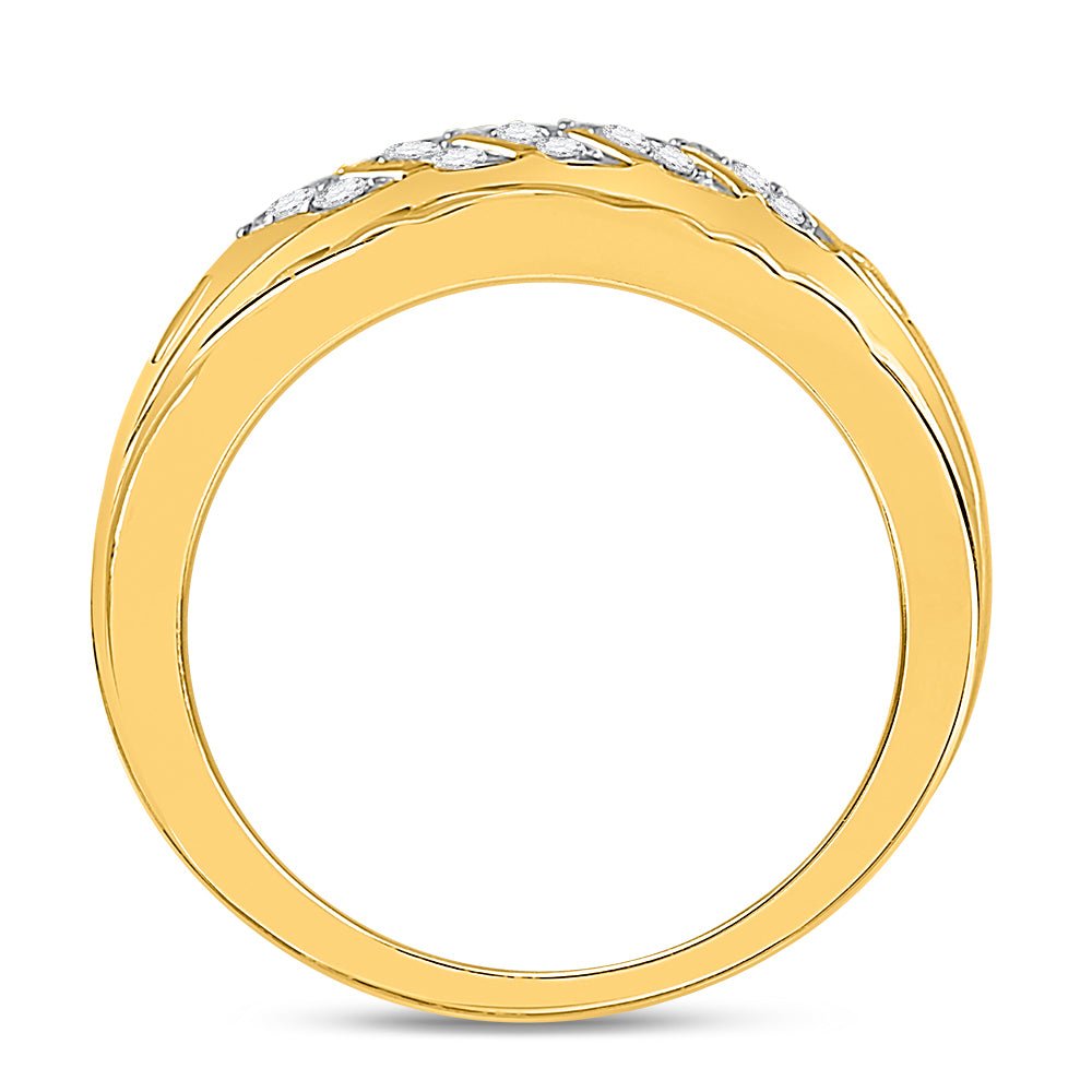 10K Yellow Gold Round Diamond Men's Wedding Band Ring 1/5 Cttw - Splendid Jewellery
