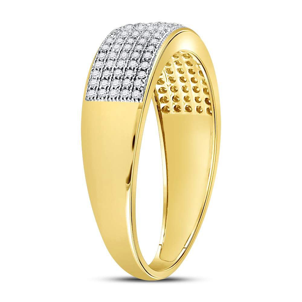 10K Yellow Gold Round Diamond Men's Wedding Band Ring 3/8 Cttw - Splendid Jewellery