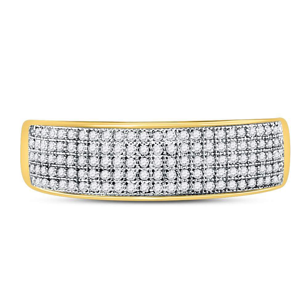 10K Yellow Gold Round Diamond Men's Wedding Band Ring 3/8 Cttw - Splendid Jewellery