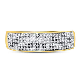 10K Yellow Gold Round Diamond Men's Wedding Band Ring 3/8 Cttw - Splendid Jewellery