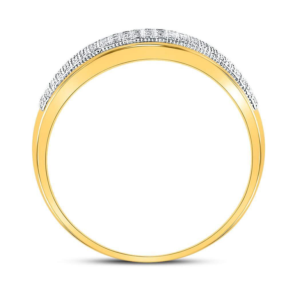 10K Yellow Gold Round Diamond Men's Wedding Band Ring 3/8 Cttw - Splendid Jewellery