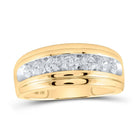 10K Yellow Gold Round Diamond Men's Wedding Channel Set Band Ring 1 Cttw - Splendid Jewellery