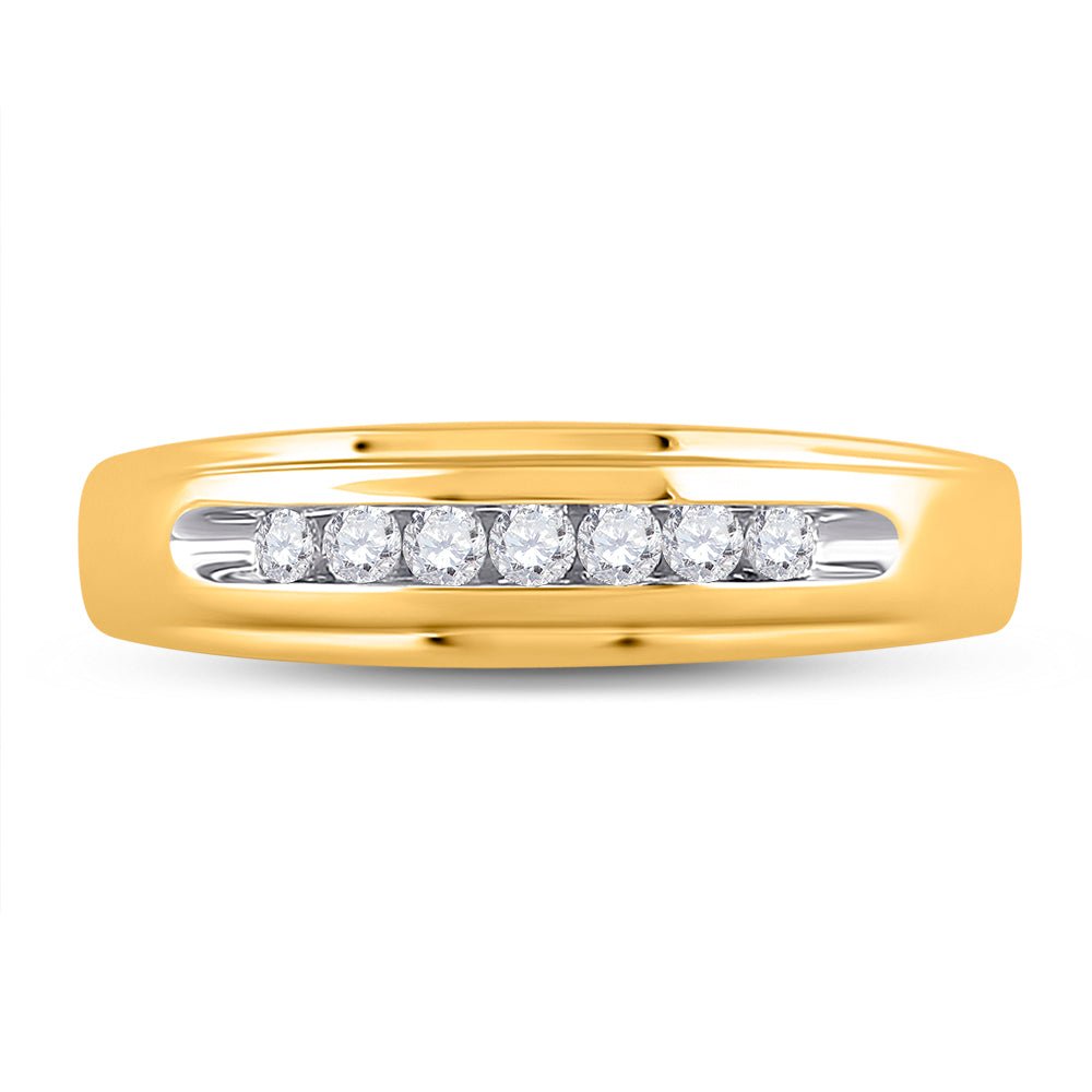 10K Yellow Gold Round Diamond Men's Wedding Channel Set Band Ring 1/4 Cttw - Splendid Jewellery