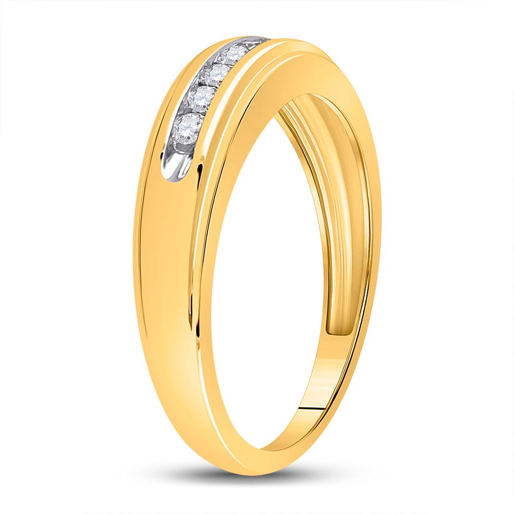 10K Yellow Gold Round Diamond Men's Wedding Channel Set Band Ring 1/4 Cttw - Splendid Jewellery