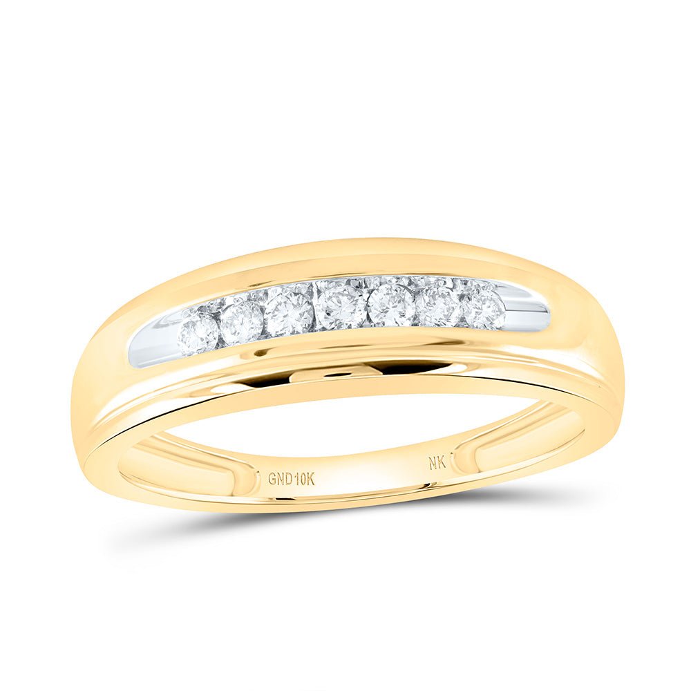 10K Yellow Gold Round Diamond Men's Wedding Channel Set Band Ring 1/4 Cttw - Splendid Jewellery