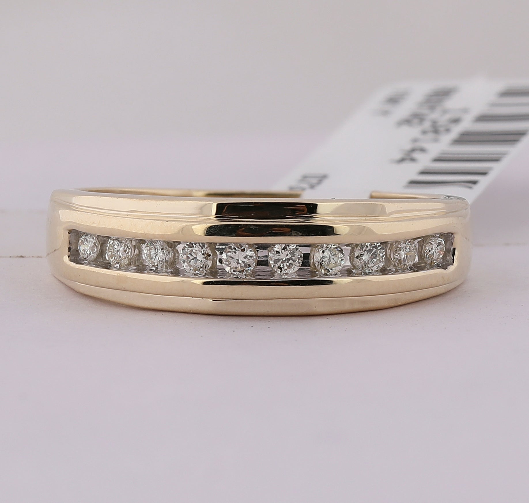 10K Yellow Gold Round Diamond Men's Wedding Channel Set Band Ring 1/5 Cttw - Splendid Jewellery