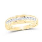 10K Yellow Gold Round Diamond Men's Wedding Channel Set Band Ring 1/5 Cttw - Splendid Jewellery