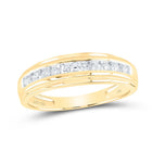 10K Yellow Gold Round Diamond Men's Wedding Channel Set Band Ring 1/5 Cttw - Splendid Jewellery