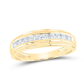 10K Yellow Gold Round Diamond Men's Wedding Channel Set Band Ring 1/5 Cttw - Splendid Jewellery