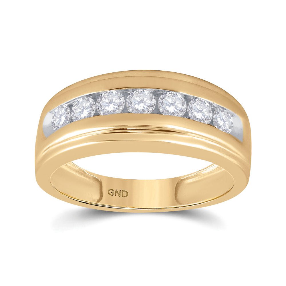 10K Yellow Gold Round Diamond Men's Wedding Channel Set Band Ring 7/8 Cttw - Splendid Jewellery
