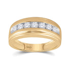 10K Yellow Gold Round Diamond Men's Wedding Channel Set Band Ring 7/8 Cttw - Splendid Jewellery