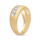 10K Yellow Gold Round Diamond Men's Wedding Channel Set Band Ring 7/8 Cttw - Splendid Jewellery