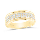 10K Yellow Gold Round Diamond Men's Wedding Machine Set Band Ring 1/2 Cttw - Splendid Jewellery