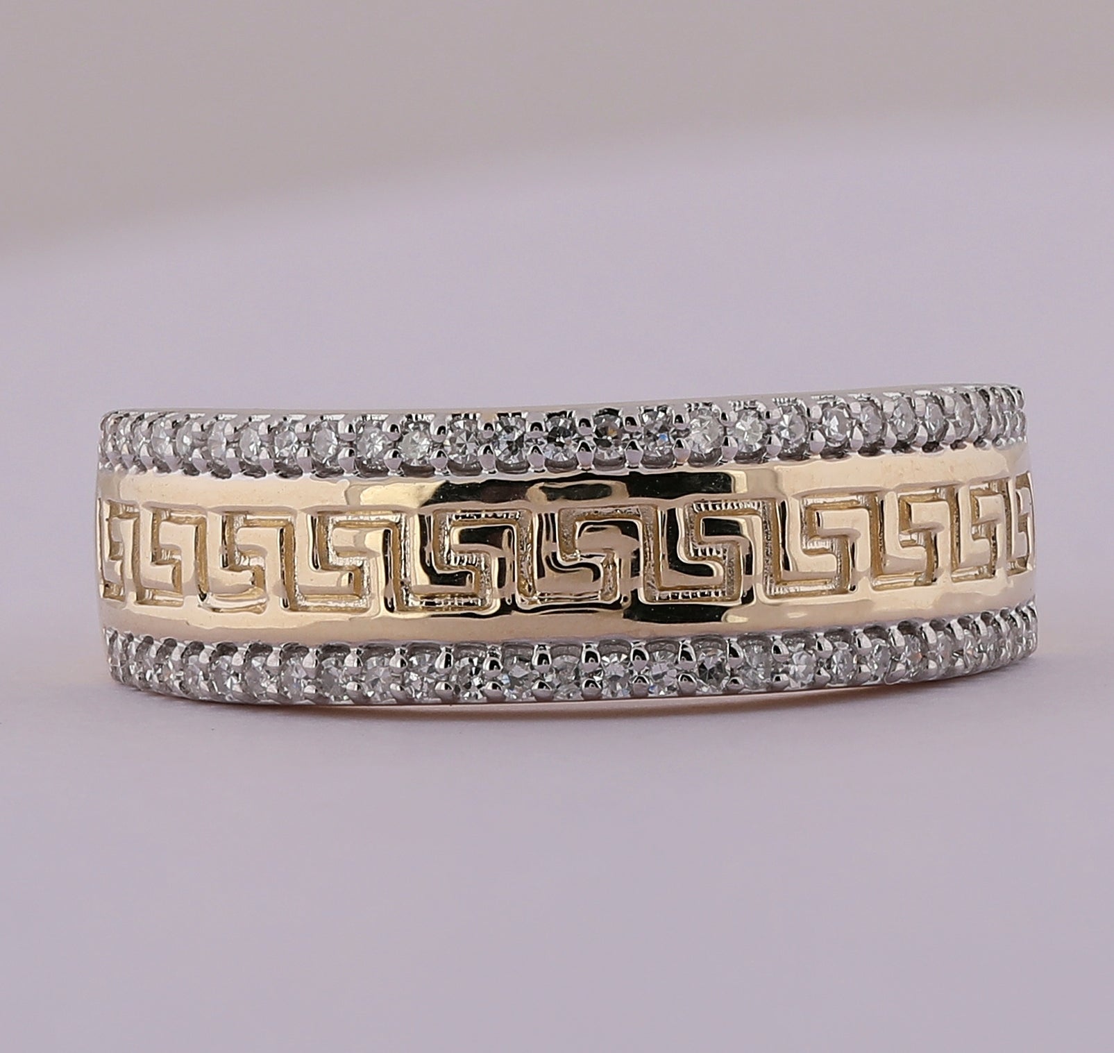 10K Yellow Gold Round Diamond Men's Wedding Patterned Band Ring 1/3 Cttw - Splendid Jewellery