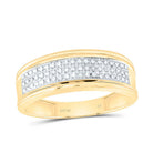 10K Yellow Gold Round Diamond Men's Wedding Triple Row Band Ring 1/10 Cttw - Splendid Jewellery