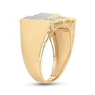 10K Yellow Gold Round Diamond Micro - Pave Mens Ring 1/2 Cttw - Splendid Jewellery