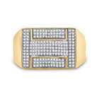 10K Yellow Gold Round Diamond Micro - Pave Mens Ring 1/2 Cttw - Splendid Jewellery