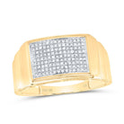 10K Yellow Gold Round Diamond Micro - Pave Mens Ring 1/4 Cttw - Splendid Jewellery