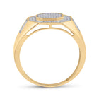 10K Yellow Gold Round Diamond Micro - Pave Mens Ring 3/8 Cttw - Splendid Jewellery