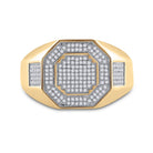 10K Yellow Gold Round Diamond Micro - Pave Mens Ring 3/8 Cttw - Splendid Jewellery