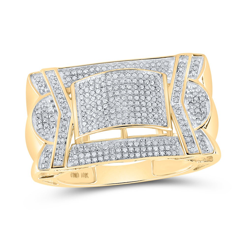 10K Yellow Gold Round Diamond Micro - Pave Mens Ring 5/8 Cttw - Splendid Jewellery
