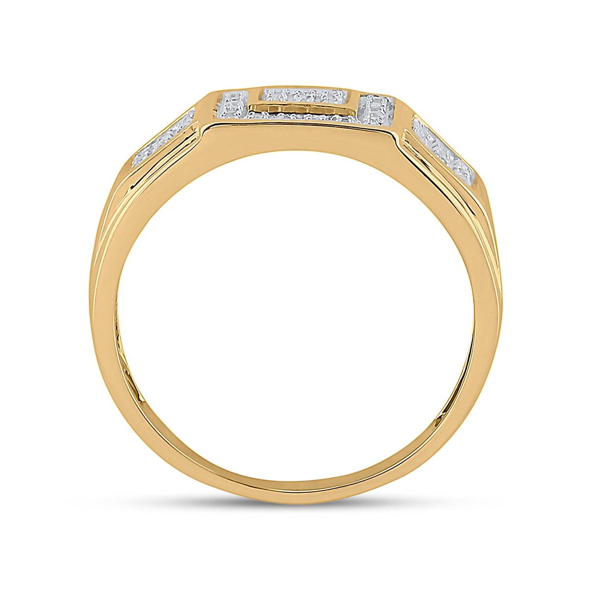 10K Yellow Gold Round Diamond Micro - Pave . Ring 1/4 Cttw - Splendid Jewellery
