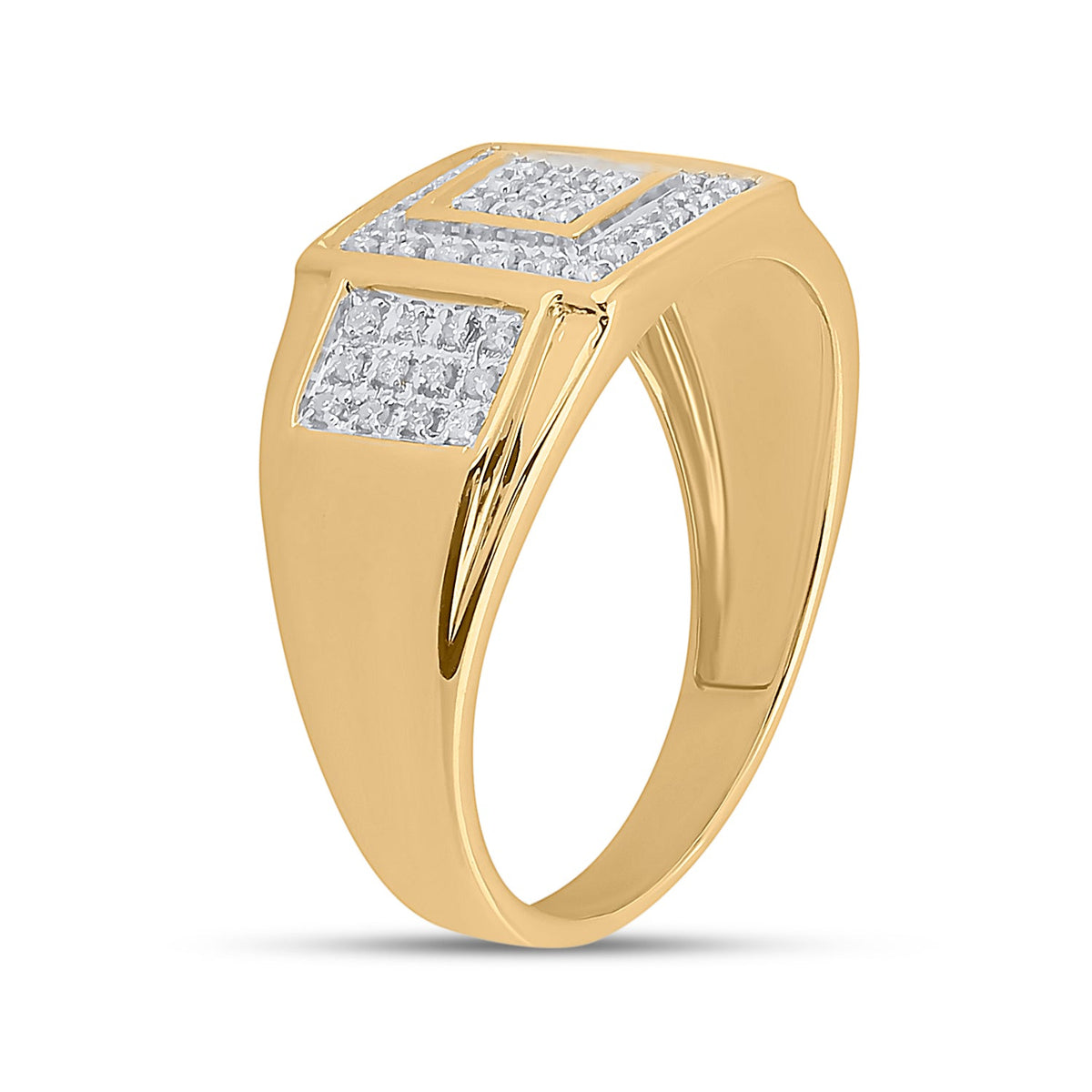 10K Yellow Gold Round Diamond Micro - Pave . Ring 1/4 Cttw - Splendid Jewellery