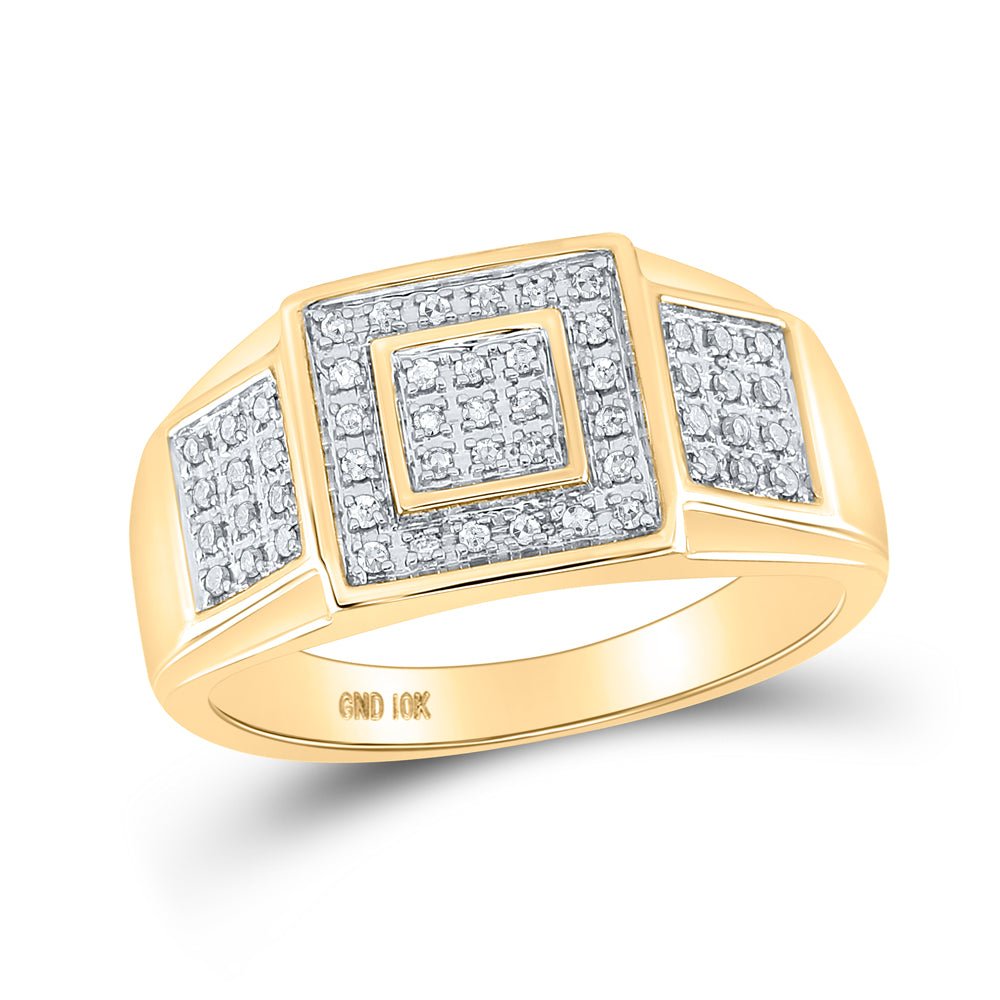 10K Yellow Gold Round Diamond Micro - Pave . Ring 1/4 Cttw - Splendid Jewellery