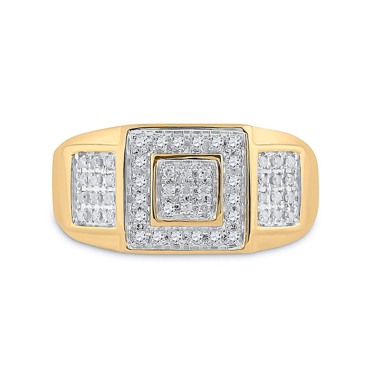 10K Yellow Gold Round Diamond Micro - Pave . Ring 1/4 Cttw - Splendid Jewellery