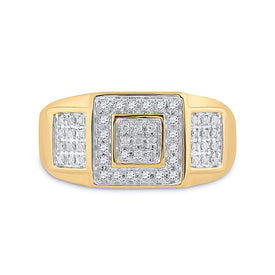 10K Yellow Gold Round Diamond Micro - Pave . Ring 1/4 Cttw - Splendid Jewellery