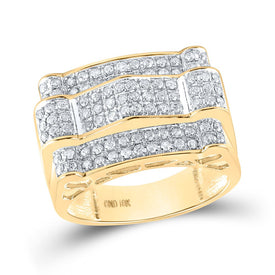 10K Yellow Gold Round Diamond Micrp Pav Ring 1 Cttw - Splendid Jewellery