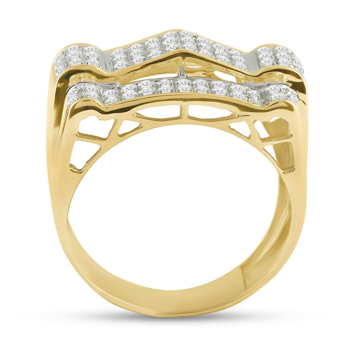 10K Yellow Gold Round Diamond Micrp Pav Ring 1 Cttw - Splendid Jewellery