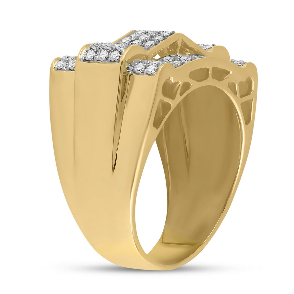 10K Yellow Gold Round Diamond Micrp Pav Ring 1 Cttw - Splendid Jewellery