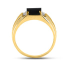 10K Yellow Gold Round Diamond Onyx Mens Ring 0.02 Cttw - Splendid Jewellery