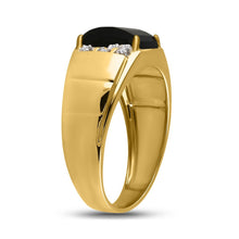 Load image into Gallery viewer, 10K Yellow Gold Round Diamond Onyx Mens Ring 0.02 Cttw - Splendid Jewellery