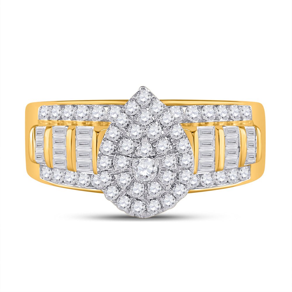 10K Yellow Gold Round Diamond Ring 1 Cttw - Splendid Jewellery