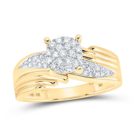 10K Yellow Gold Round Diamond Ring 3/8 Cttw - Splendid Jewellery